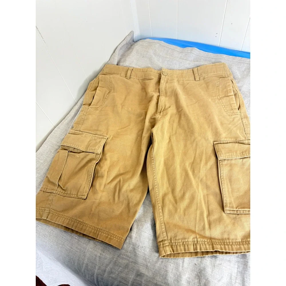 Sean John‎ Mens Cargo Shorts Tan Khaki Cotton Twill Multi-Pocket Size 36